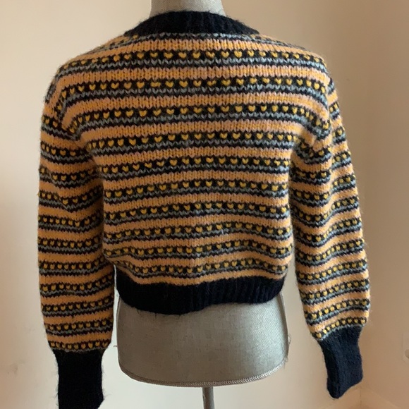 Zara alpaca wool blend cropped heart cardigan button up sweater - Picture 5 of 10